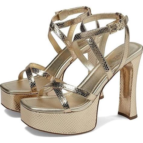 michael kors schuhe beige gold|michael kors leather platform sandals.